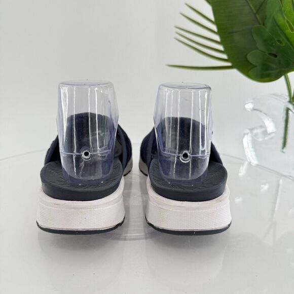 Bzees Women's Galaxy Sandals 8.5 Wedge Heel Slip On Blue Textile Casual Comfy - Picture 8 of 16